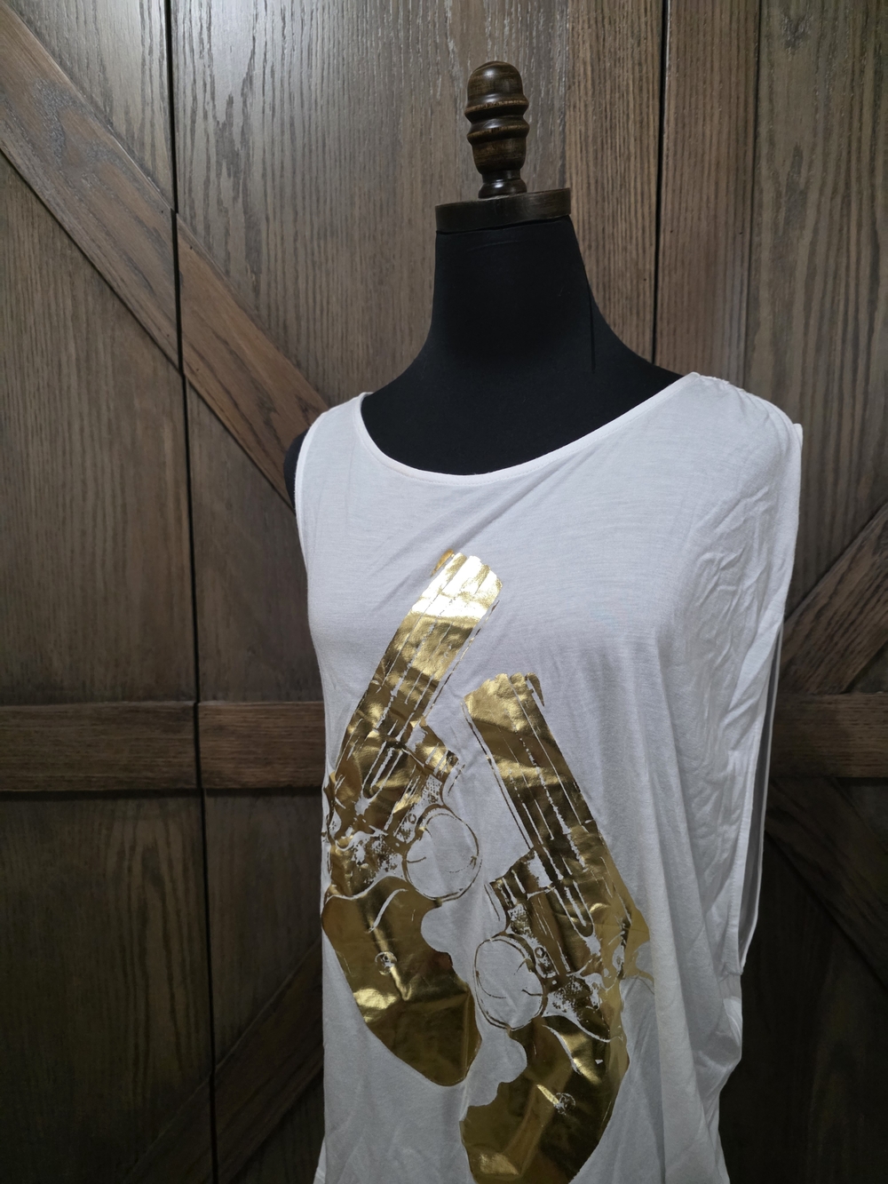 NWT Haute Hippie Gun Gold Foil Graphic Tank - Picture 2 of 5